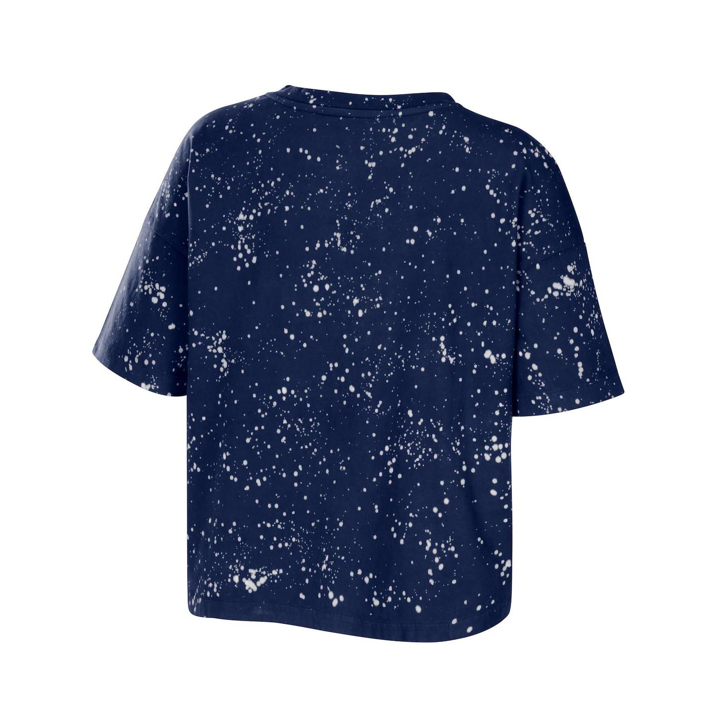 Женская футболка WEAR by Erin Andrews Navy Auburn Tigers Bleach Wash Splatter Cropped Notch Neck — фото 2