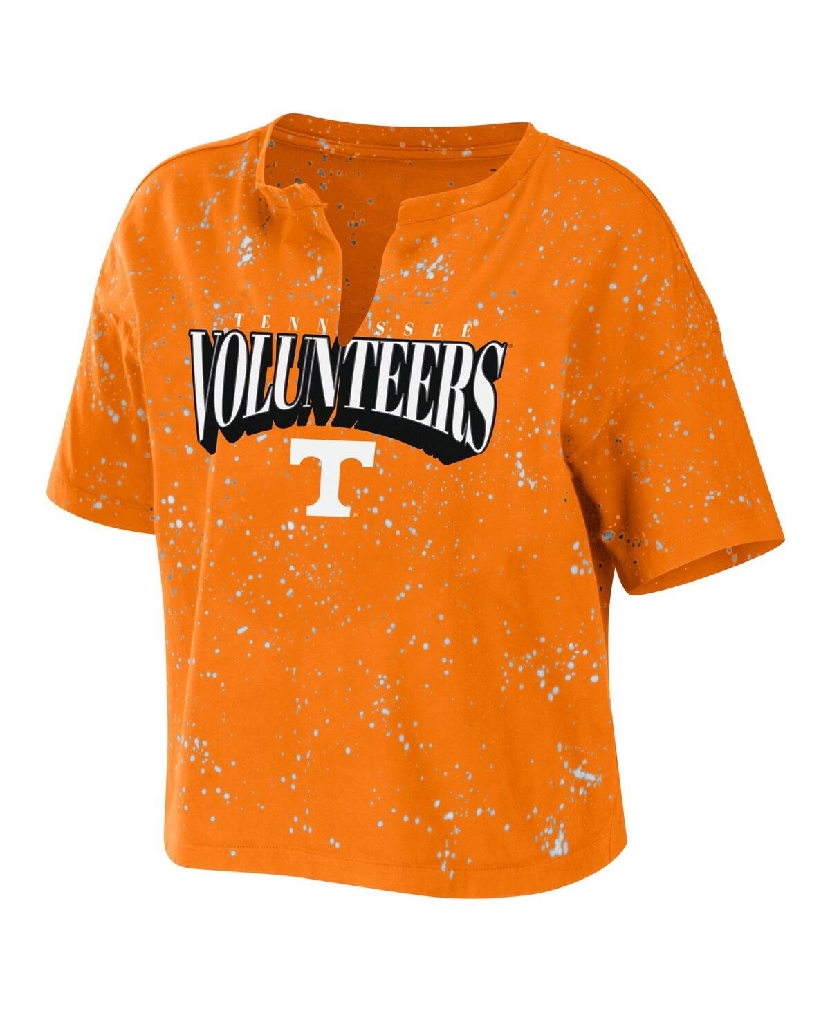 Shop Wear By Erin Andrews Women's  Tennessee Orange Tennessee Volunteers Bleach Wash Splatter Cropped Notc