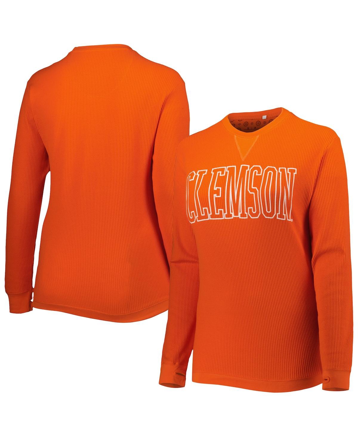 Shop Pressbox Women's  Orange Clemson Tigers Surf Southlawn Waffle-knit Thermal Tri-blend Long Sleeve T-sh