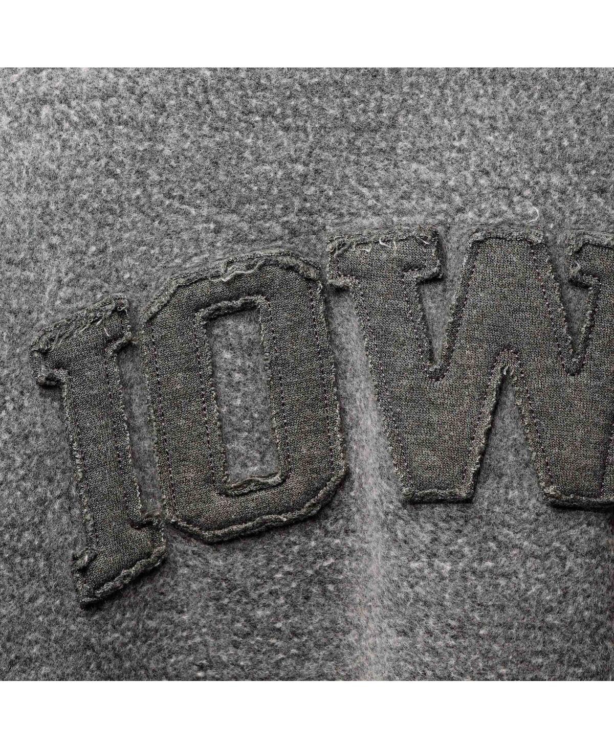PRESSBOX WOMEN'S PRESSBOX BLACK DISTRESSED IOWA HAWKEYES PONCHOVILLE PULLOVER SWEATSHIRT 