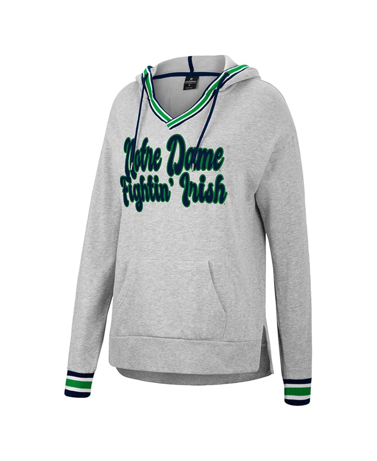 Colosseum Women's  Heathered Gray Notre Dame Fighting Irish Andy V-neck Pullover Hoodie In Heathered Gray