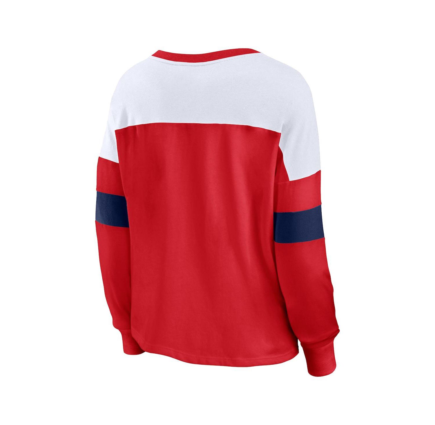 Women's Red, White St. Louis Cardinals Even Match Lace-Up Long Sleeve V-Neck T-shirt