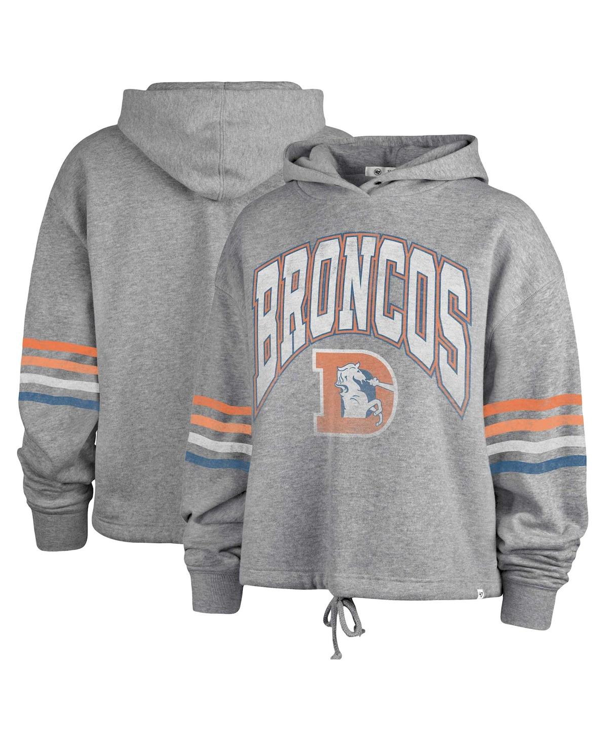 47 Brand Women's ' Heather Gray Distressed Denver Broncos Upland Bennett Pullover Hoodie