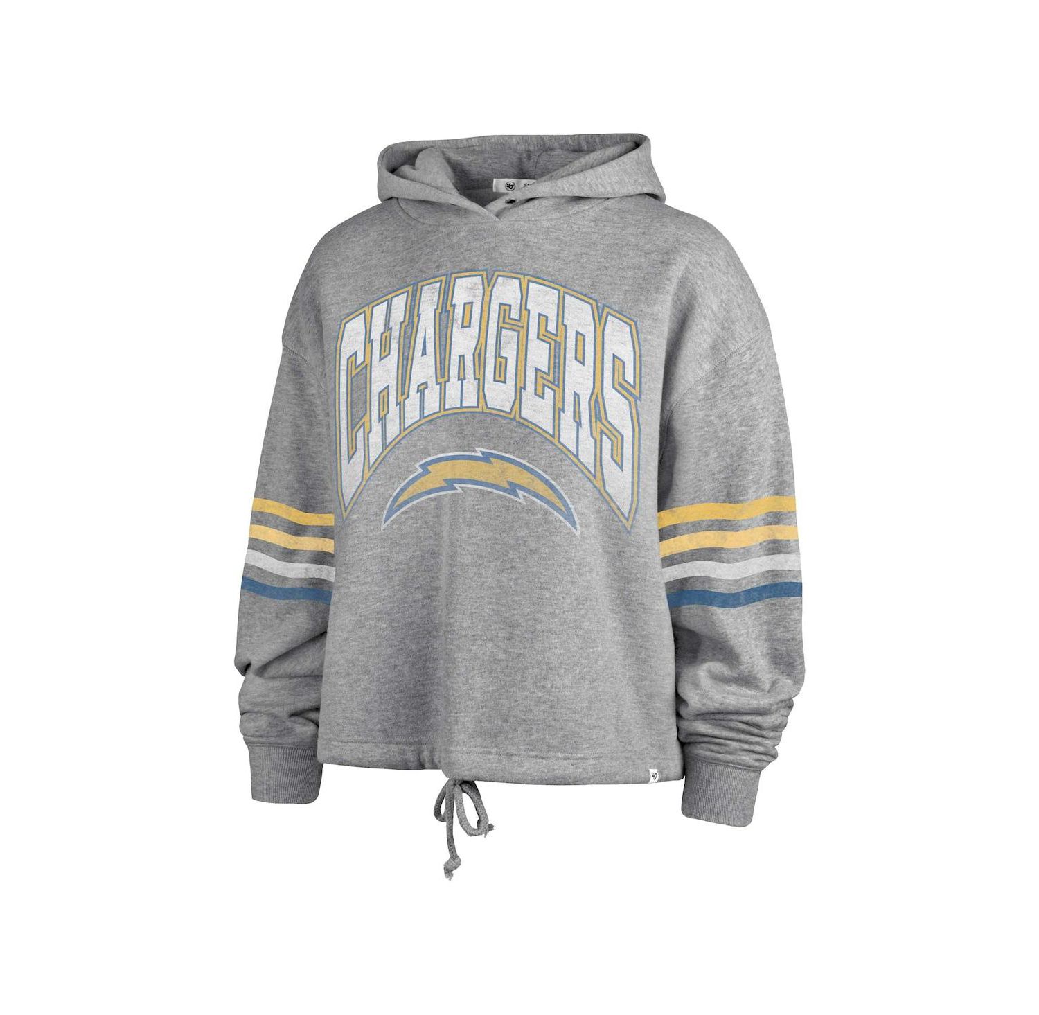 Women's Heather Gray Distressed Los Angeles Chargers Upland Bennett Pullover Hoodie