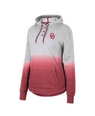 Women's Gray, Crimson Oklahoma Sooners Aurelia Dip-Dye Quarter-Snap Pullover Hoodie