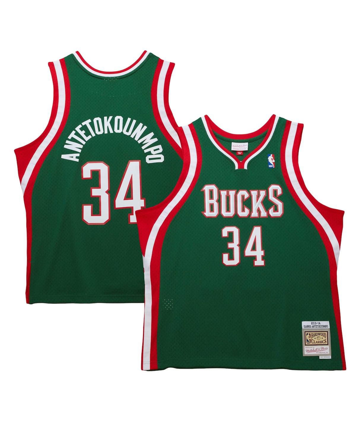 Мужская футболка Giannis Antetokounmpo Hunter Green Milwaukee Bucks 2013/14, классическая футболка Swingman из твердой древесины.