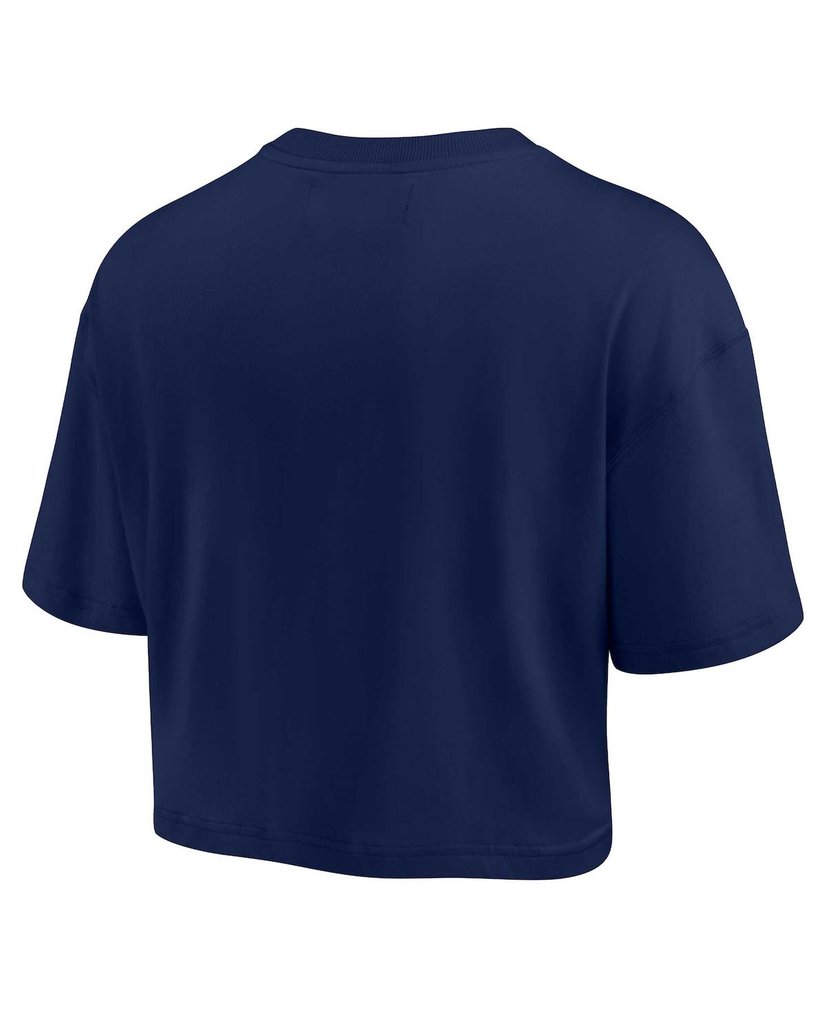 Fanatics Signature Women's  Navy Michigan Wolverines Super Soft Boxy Cropped T-shirt In Navy