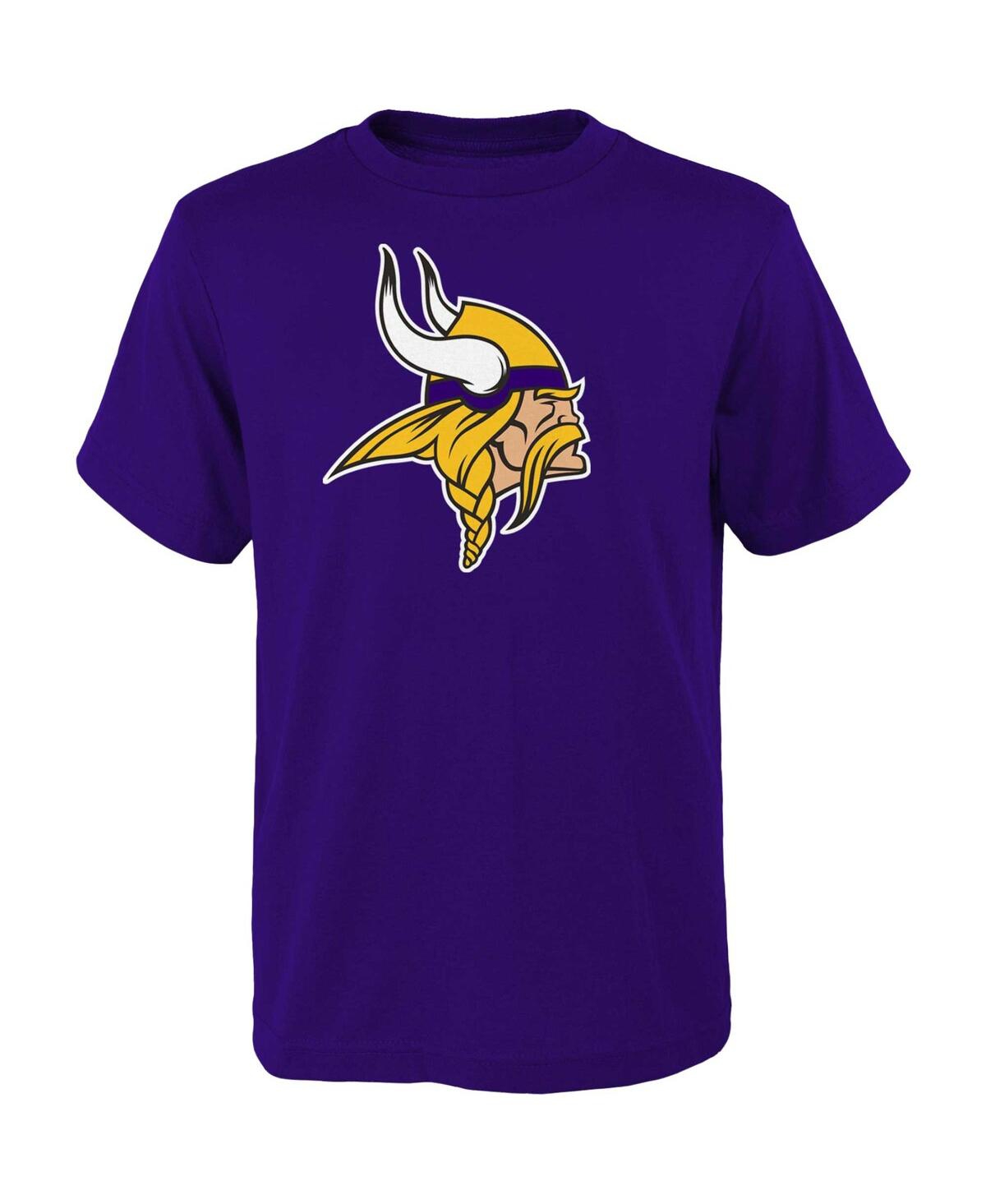 Outerstuff Kids' Big Boys Purple Minnesota Vikings Primary Logo T-shirt
