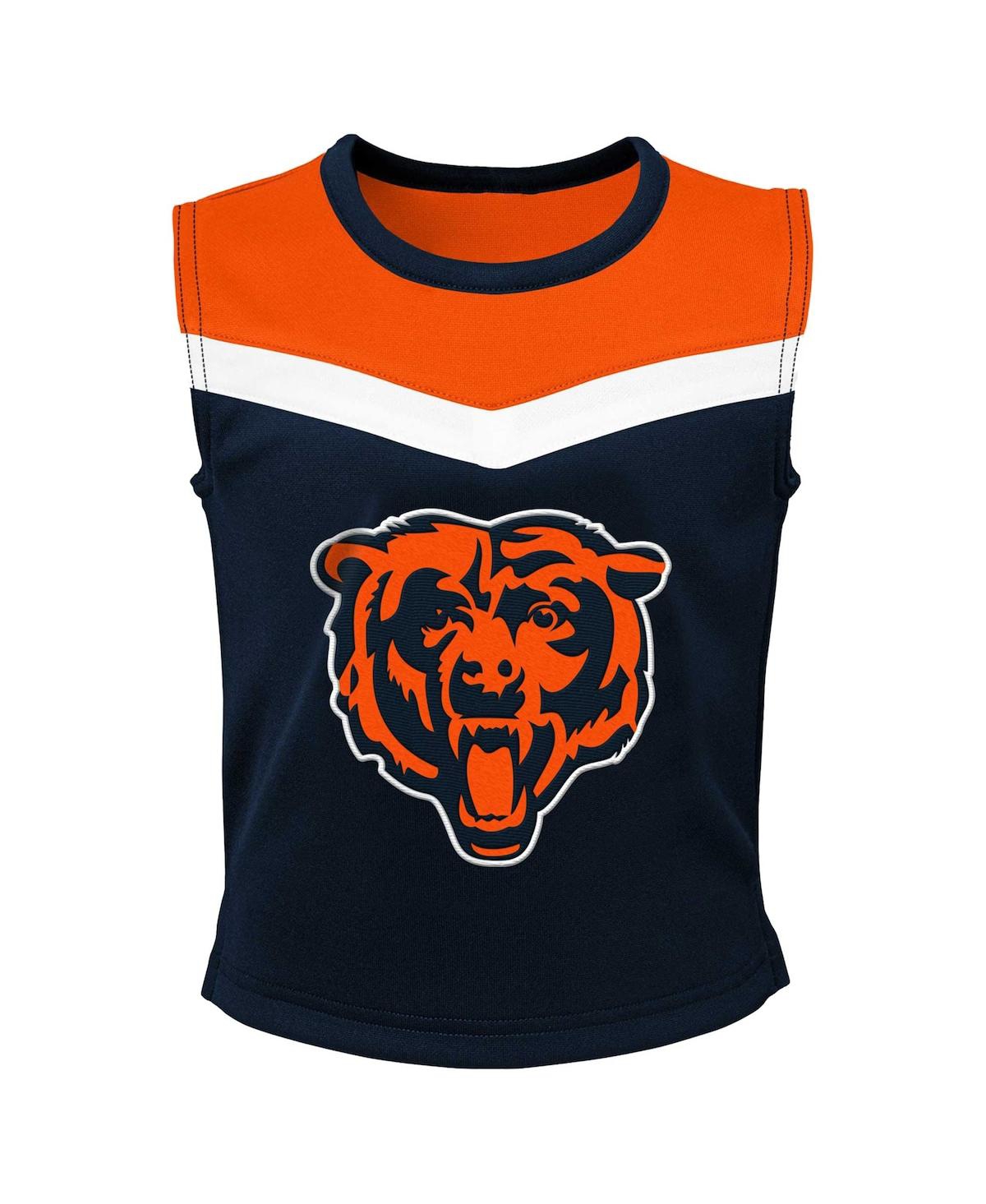 Outerstuff Big Girls Navy Chicago Bears Spirit Two-piece Cheerleader Set In Navy