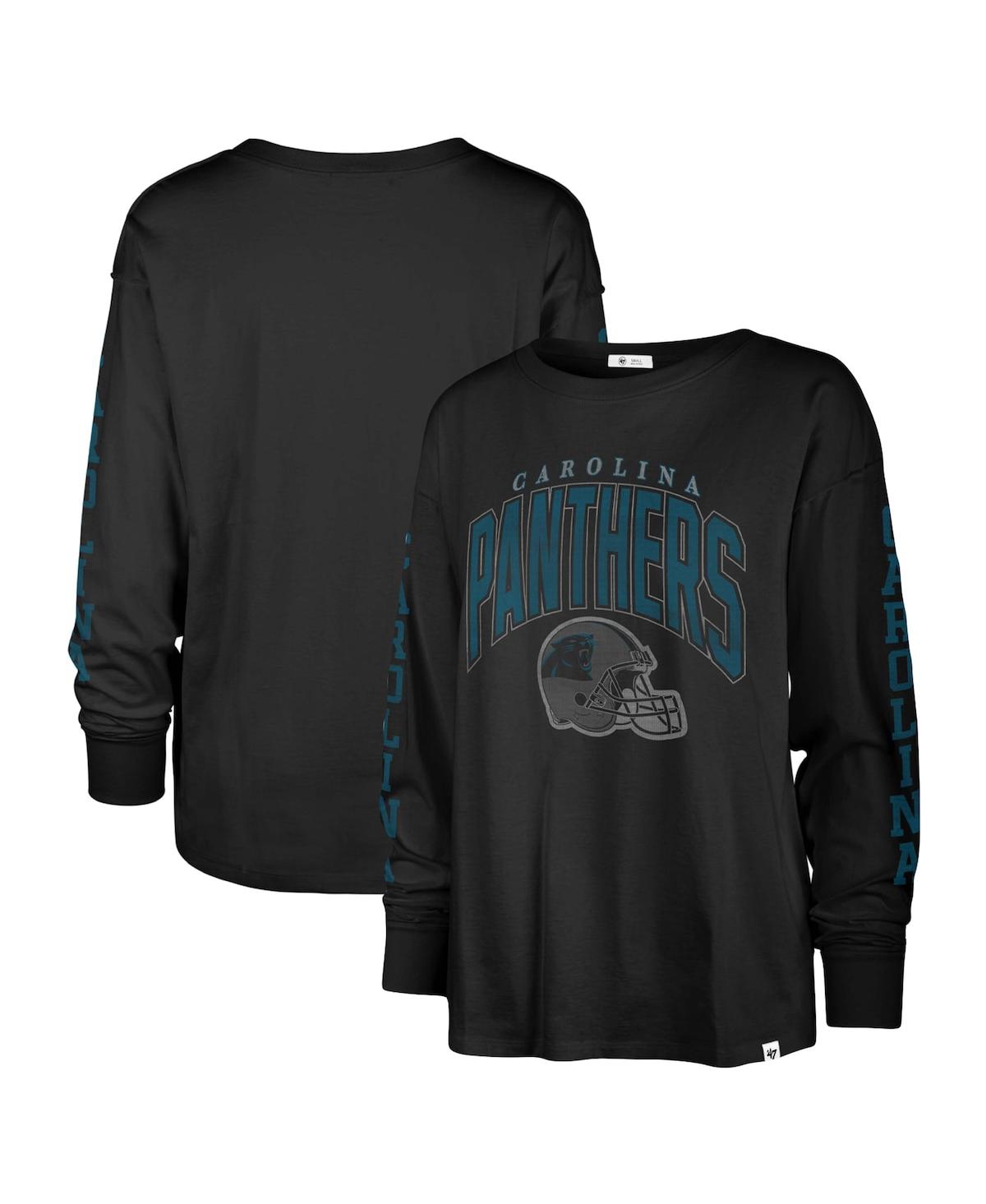47 Brand Women's ' Black Distressed Carolina Panthers Tom Cat Long Sleeve T-shirt