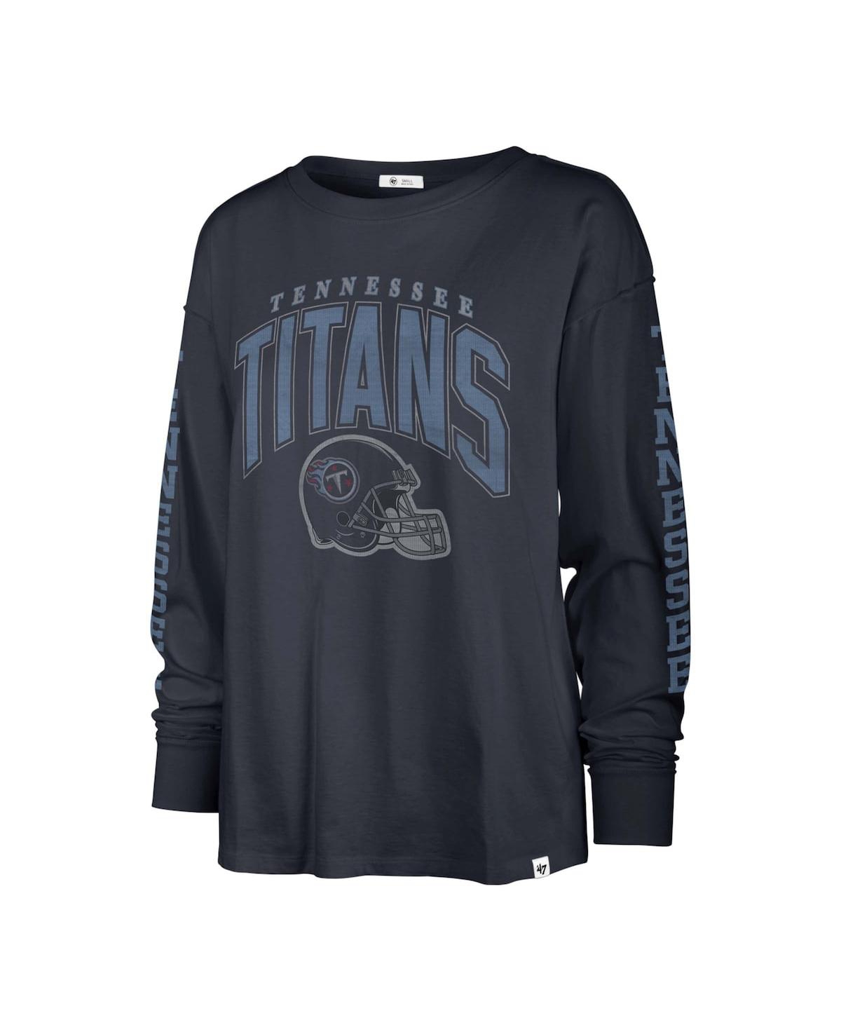 Shop 47 Brand Women's ' Navy Distressed Tennessee Titans Tom Cat Long Sleeve T-shirt