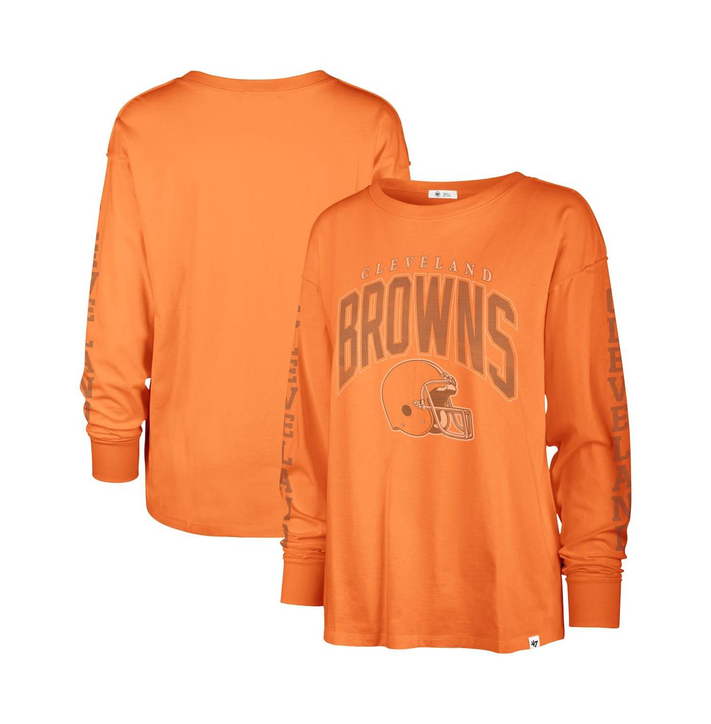 Женская футболка '47 Brand Orange Distressed Cleveland Browns Tom Cat Long Sleeve — фото 1