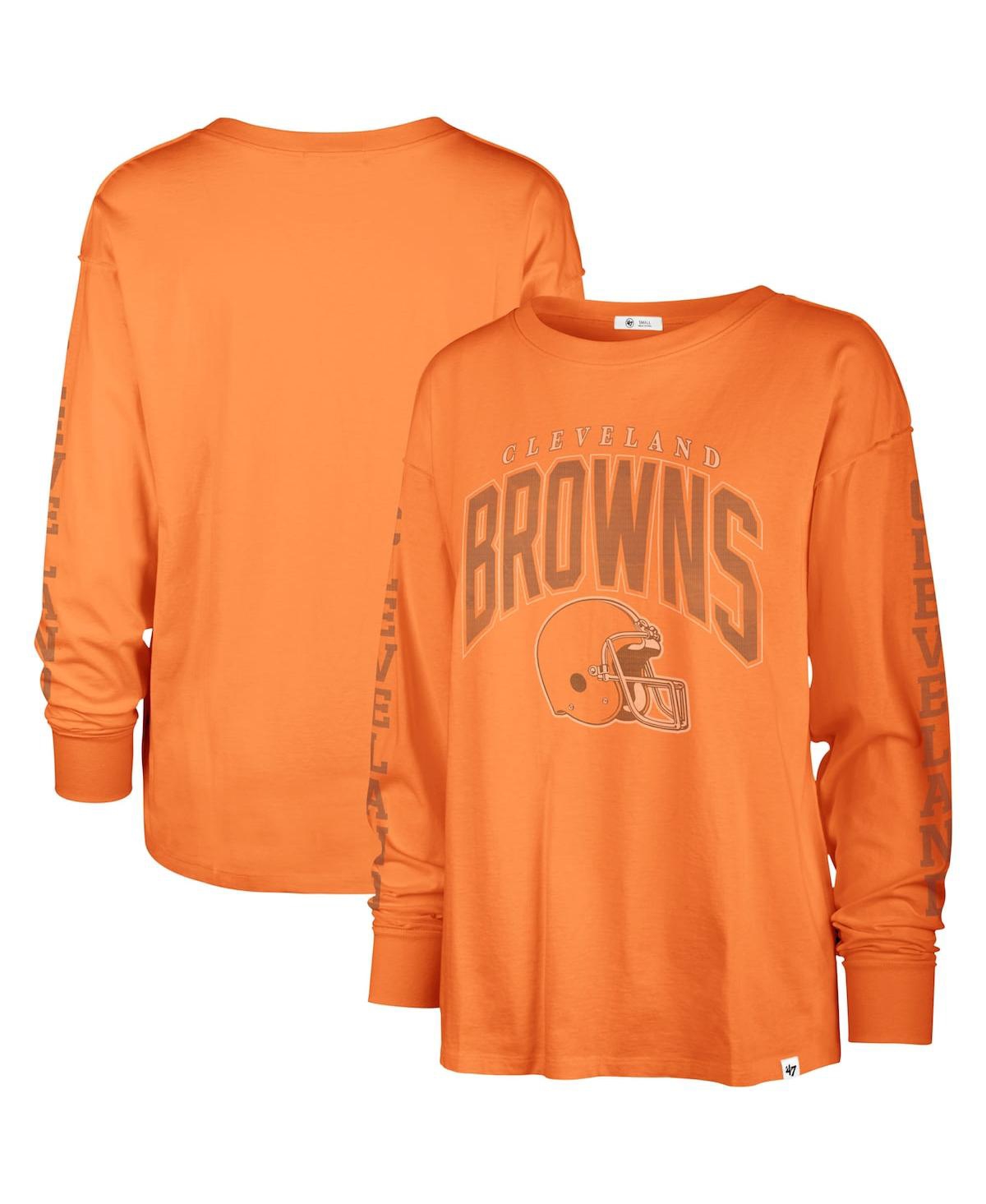 47 Brand Women's ' Orange Distressed Cleveland Browns Tom Cat Long Sleeve T-shirt