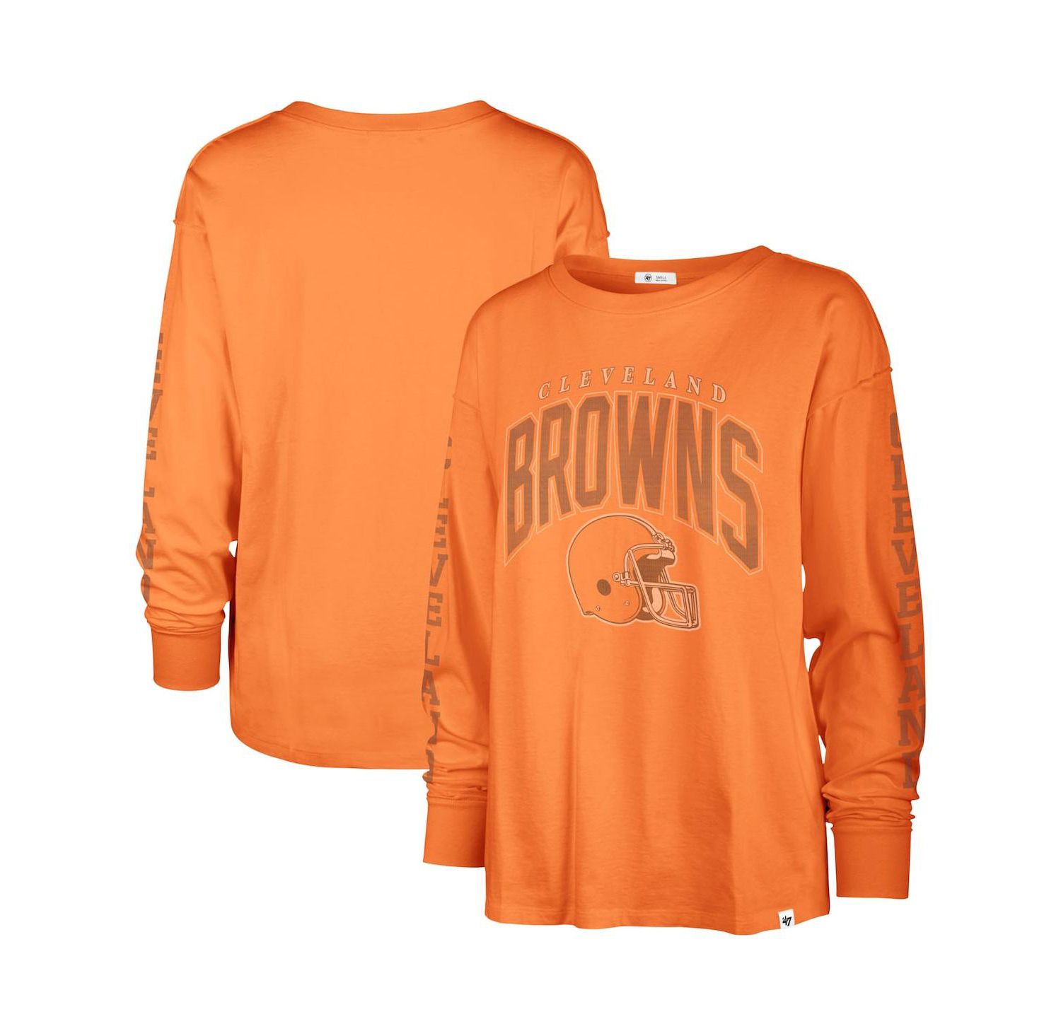 Women's Orange Distressed Cleveland Browns Tom Cat Long Sleeve T-shirt