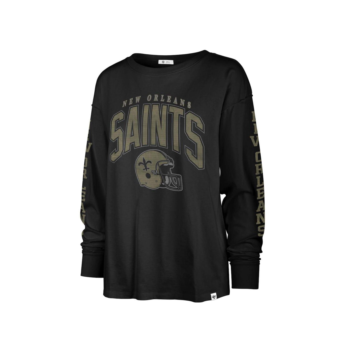 Женская футболка '47 Brand Black Distressed New Orleans Saints Tom Cat Long Sleeve — фото 2