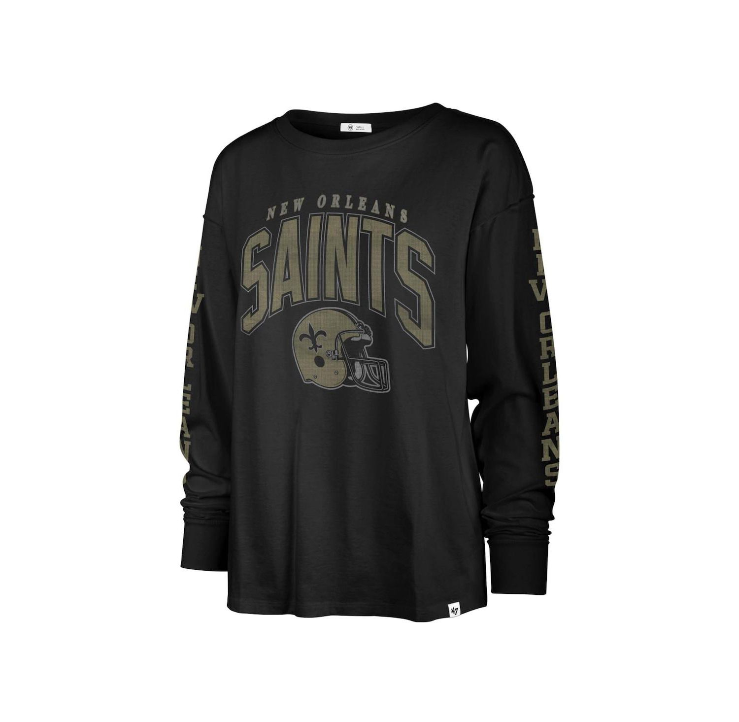 Women's Black Distressed New Orleans Saints Tom Cat Long Sleeve T-shirt