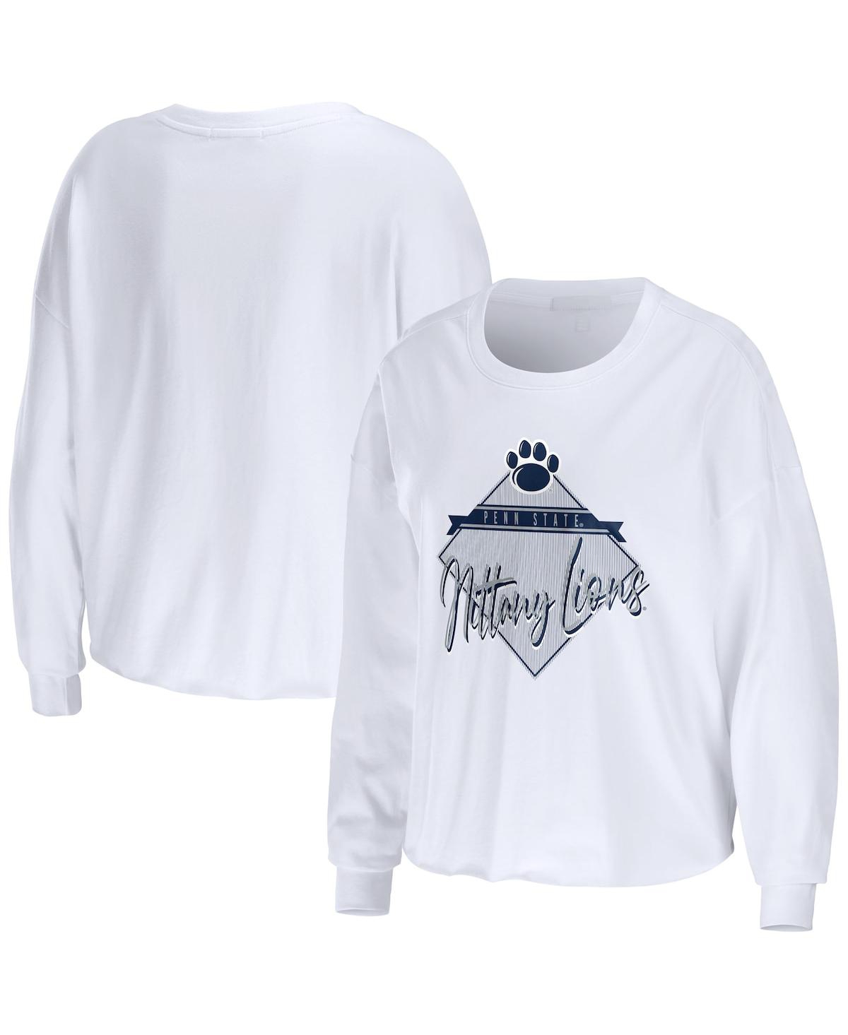 Women's Wear by Erin Andrews White Penn State Nittany Lions Diamond Long Sleeve Cropped T-shirt - White