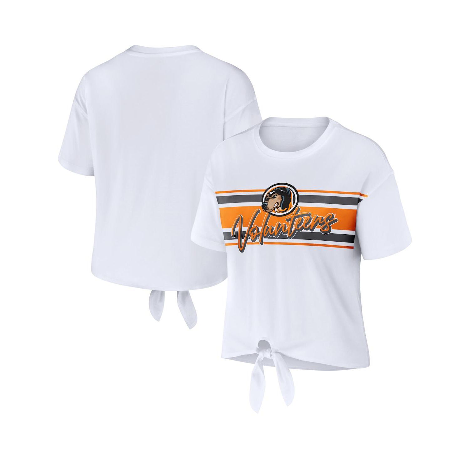 Women's White Tennessee Volunteers Striped Front Knot Cropped T-shirt