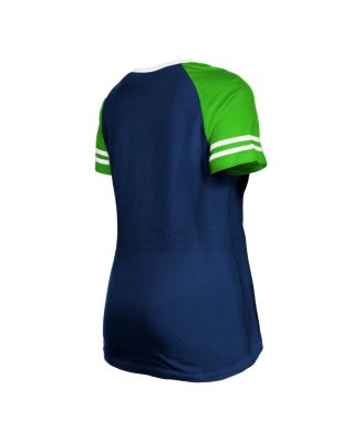 Women's College Navy Seattle Seahawks Raglan Lace-Up T-shirt