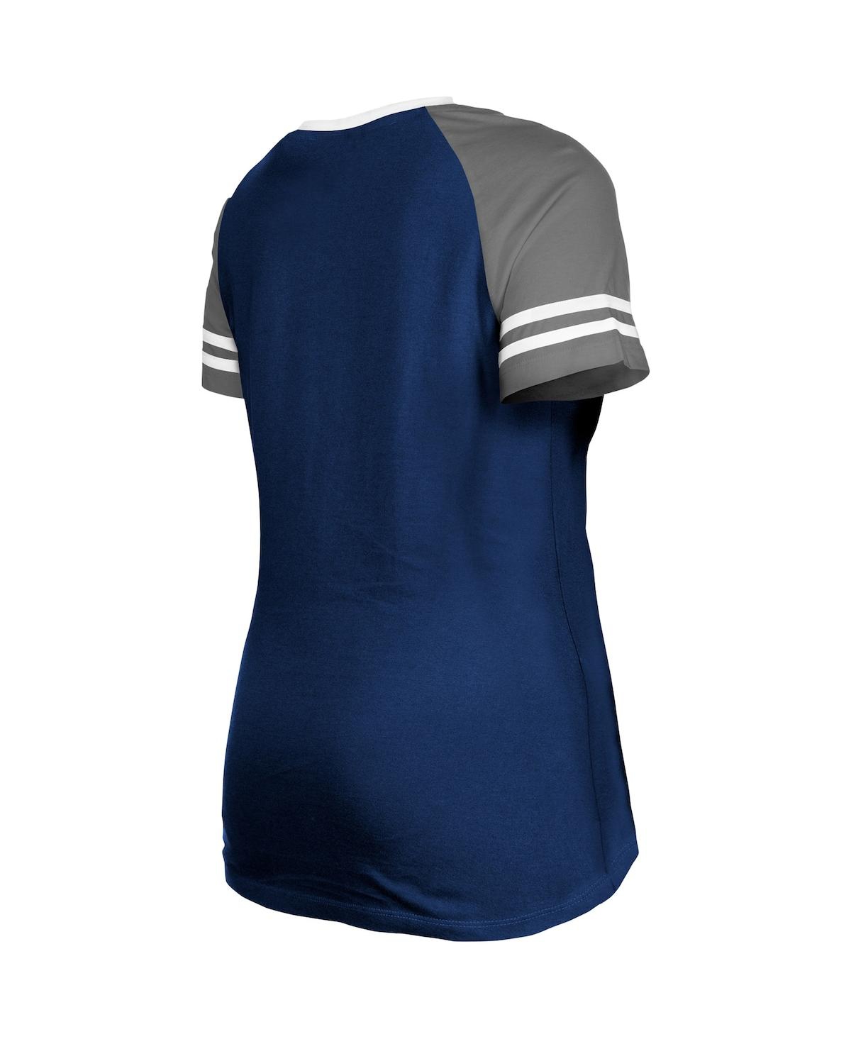 Shop New Era Women's  Navy Dallas Cowboys Raglan Lace-up T-shirt