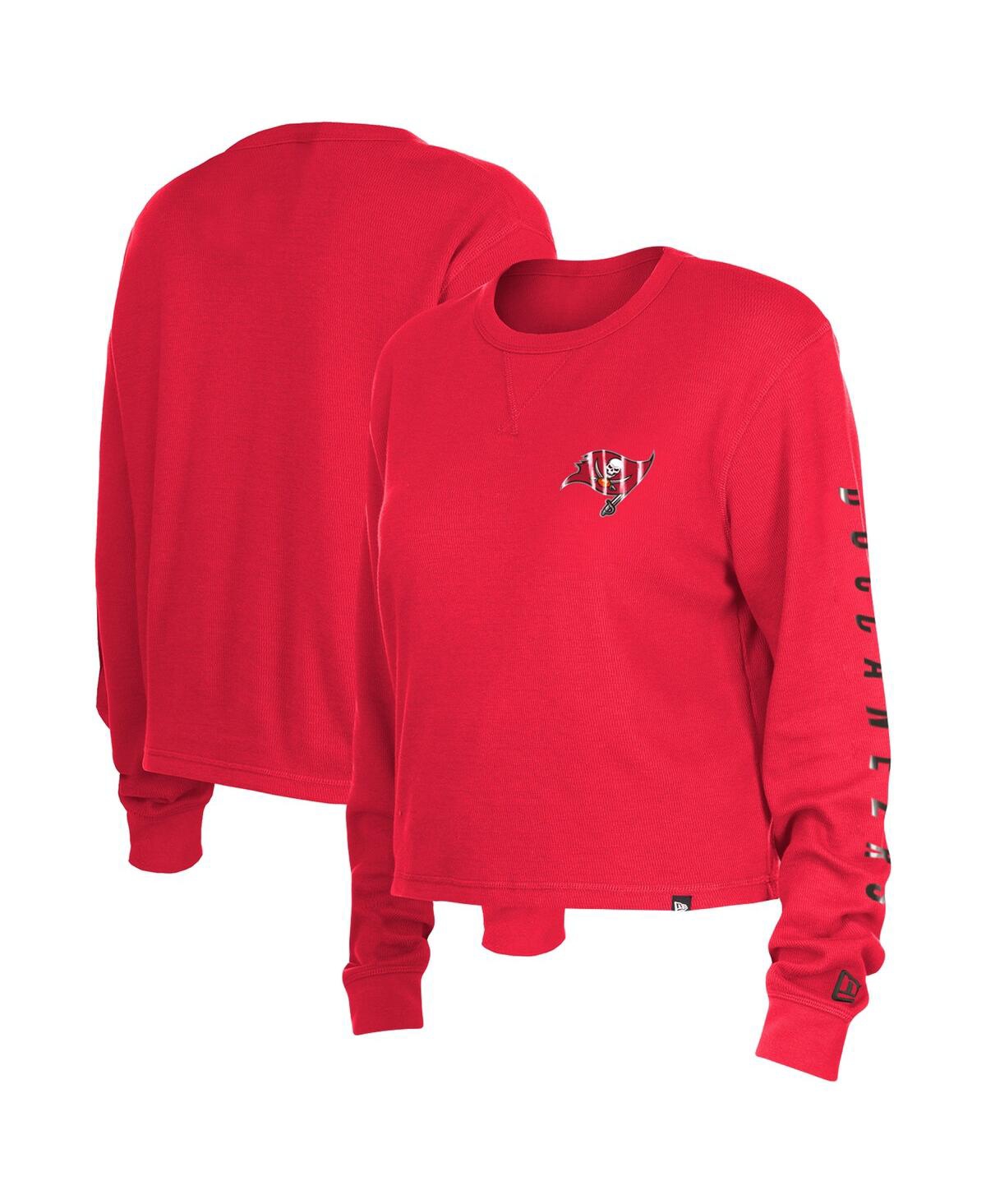 Shop New Era Women's  Red Tampa Bay Buccaneers Thermal Crop Long Sleeve T-shirt