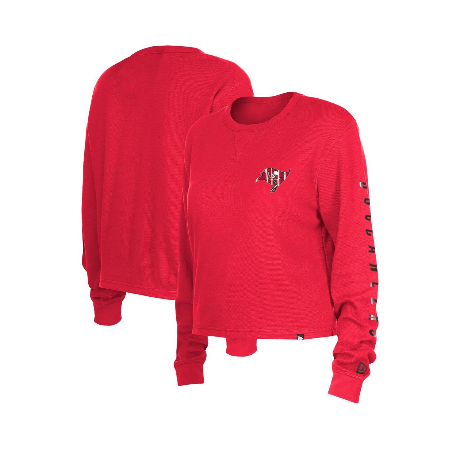 Women's Red Tampa Bay Buccaneers Thermal Crop Long Sleeve T-shirt