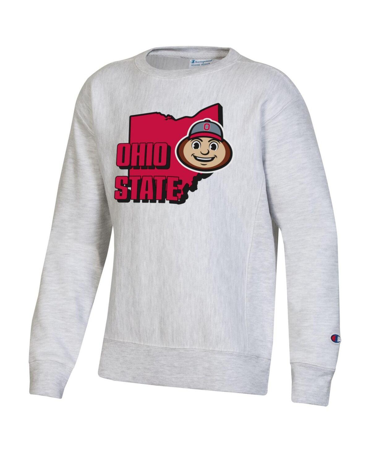 Champion Youth  Heather Gray Ohio State Buckeyes Reverse Weave Pullover Sweatshirt In Heather Gray