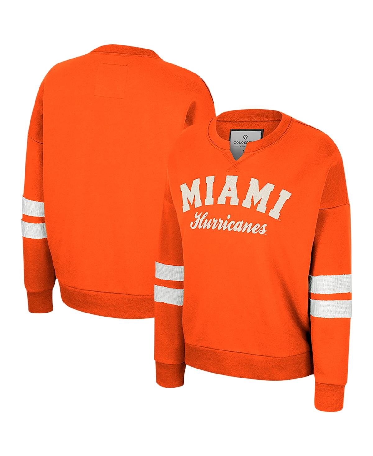 Colosseum Women's  Orange Distressed Miami Hurricanes Perfect Dateâ Notch Neck Pullover Sweatshirt