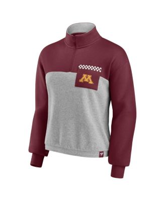 Women's Maroon, Heathered Gray Minnesota Golden Gophers Sideline to Sideline Colorblock Quarter-Zip Jacket