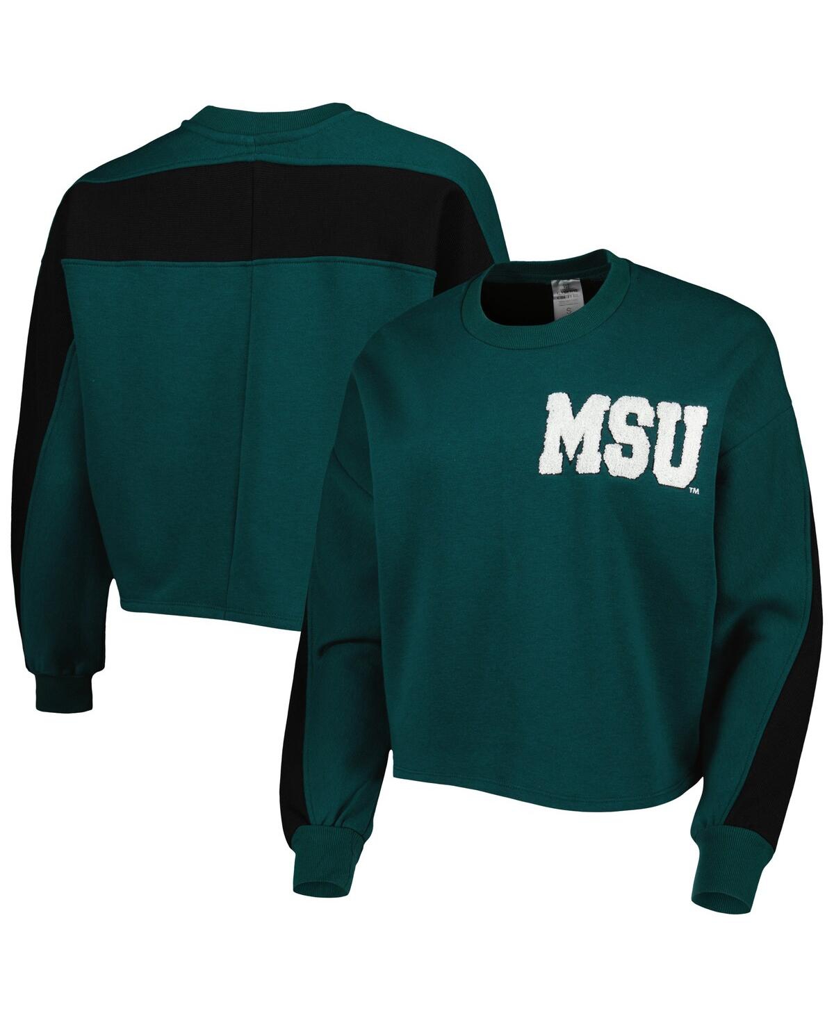 Gameday Couture Women's  Green Michigan State Spartans Back To Reality Colorblock Pullover Sweatshirt