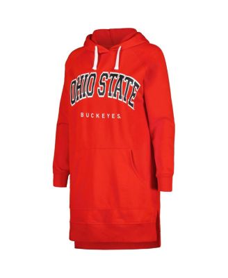 Women's Scarlet Ohio State Buckeyes Take a Knee Raglan Hooded Sweatshirt Dress