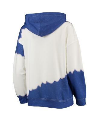 Women's White, Royal Distressed Kentucky Wildcats For the Fun Double Dip-Dyed Pullover Hoodie