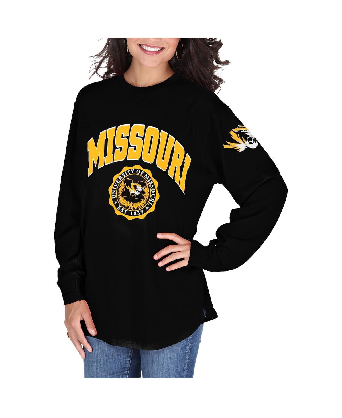 Women's Pressbox Black Missouri Tigers Edith Long Sleeve Oversized Top - Black