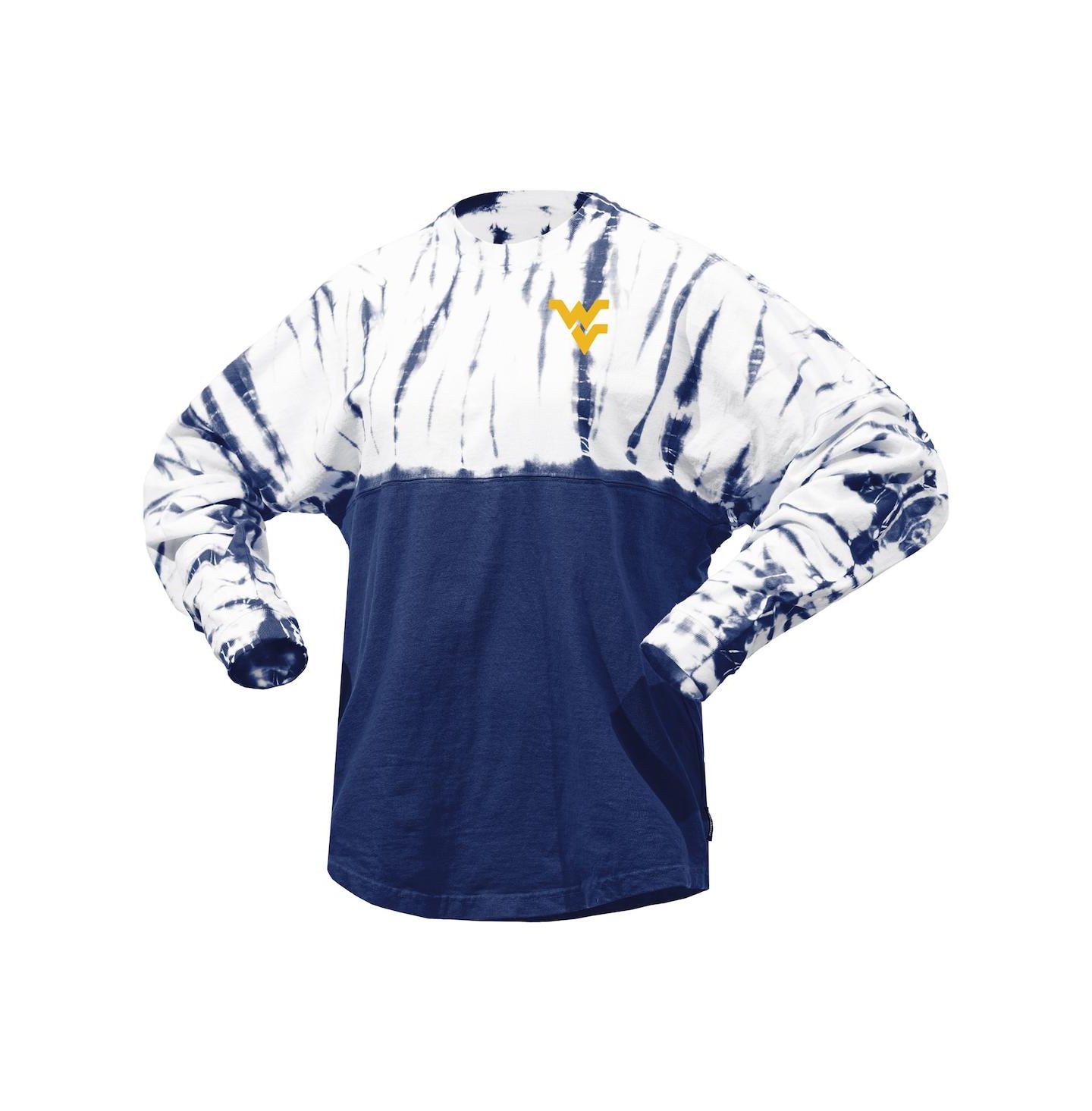 Женская футболка Spirit Jersey Navy West Virginia Mountaineers Tie-Dye Long Sleeve Jersey — фото 3