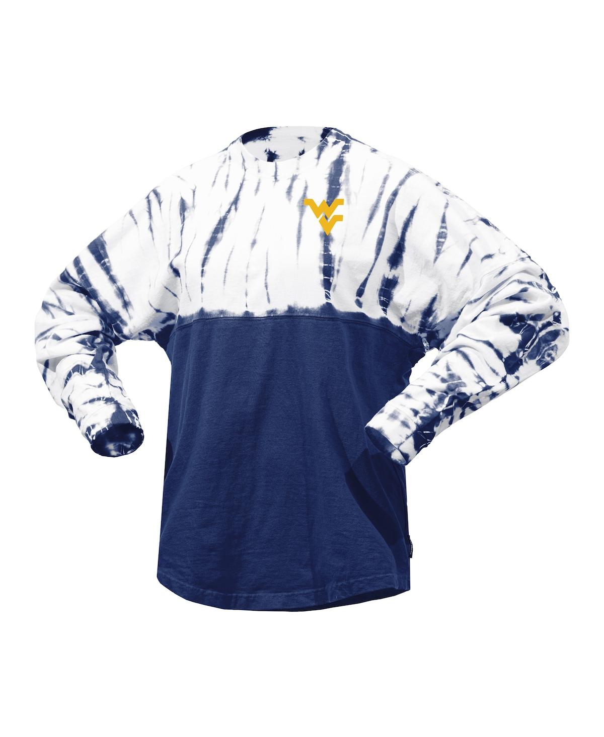 Spirit Jersey Women's Navy West Virginia Mountaineers Tie-dye Long Sleeve Jersey T-shirt In Navy