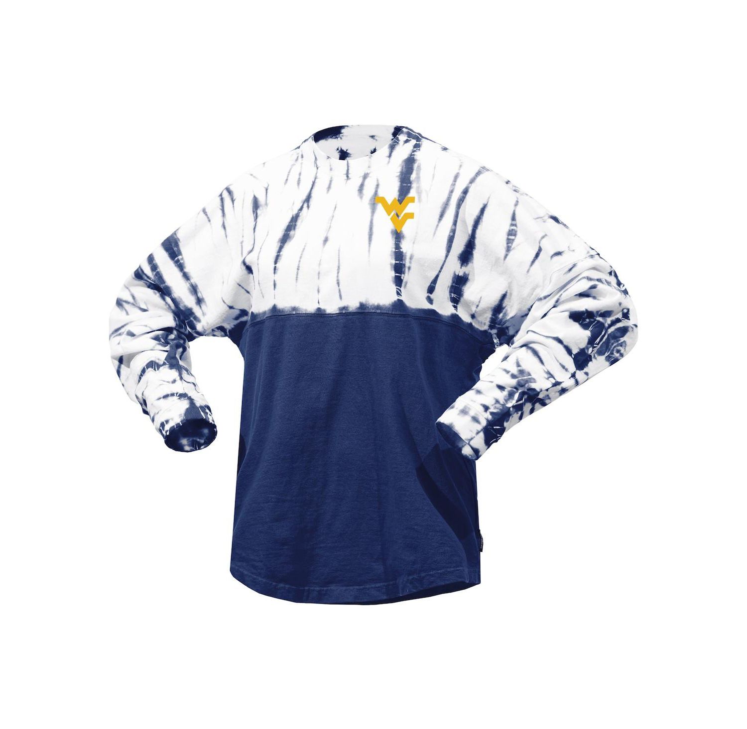 Women's Navy West Virginia Mountaineers Tie-Dye Long Sleeve Jersey T-shirt