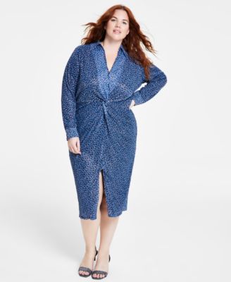 Michael Kors Plus Size Twist-Front Collared Shirt Dress Macy's