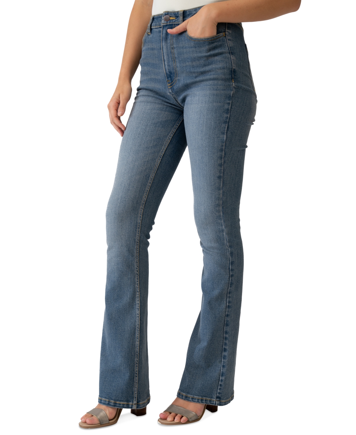 Shop Adrienne Landau Women's High-rise Flare-leg Jeans In Med Blue