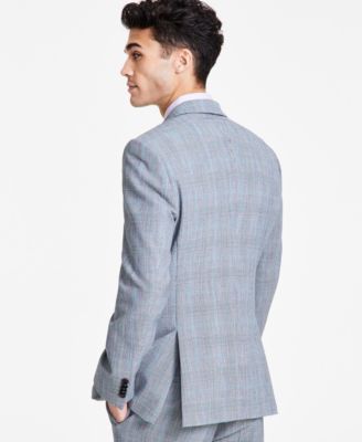 Hugo Boss Мужской приталенный пиджак Hugo Boss в серую клетку из суперфлекса 84790₽