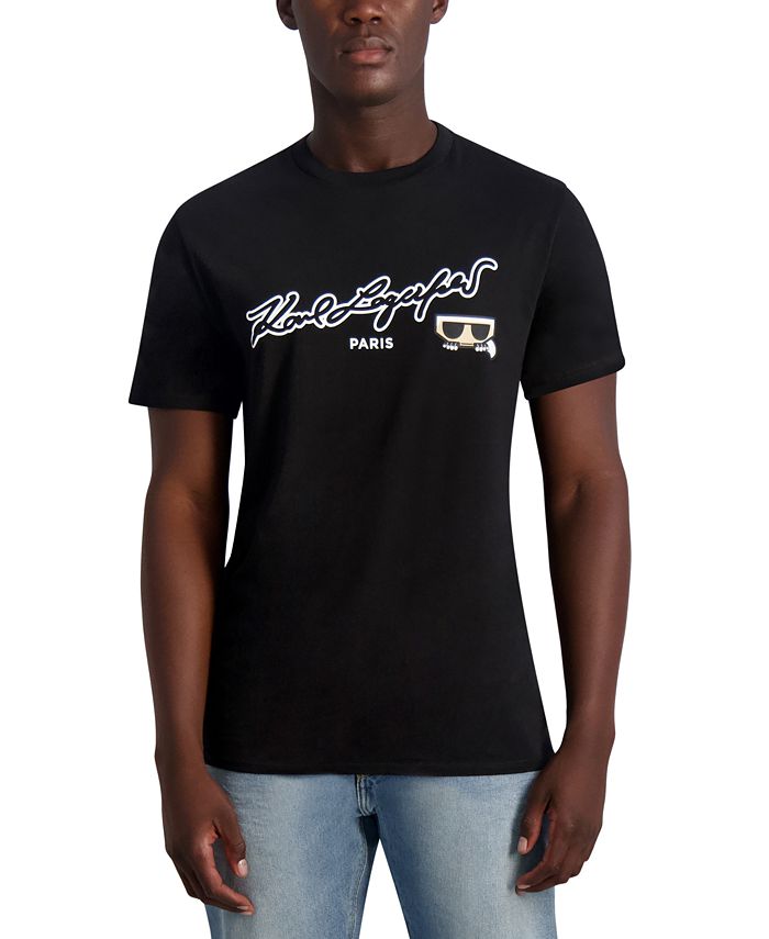 KARL LAGERFELD PARIS Men's Signature Logo Graphic T-Shirt, Created for ...