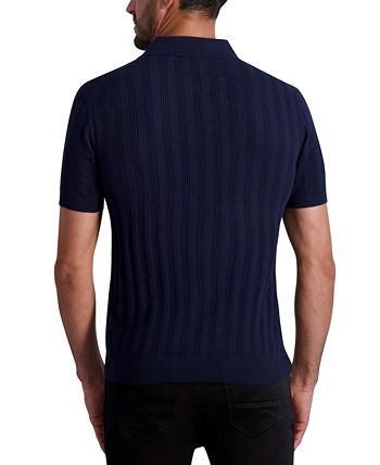 KARL LAGERFELD PARIS Men's Ribbed Knit Polo Shirt - Macy's