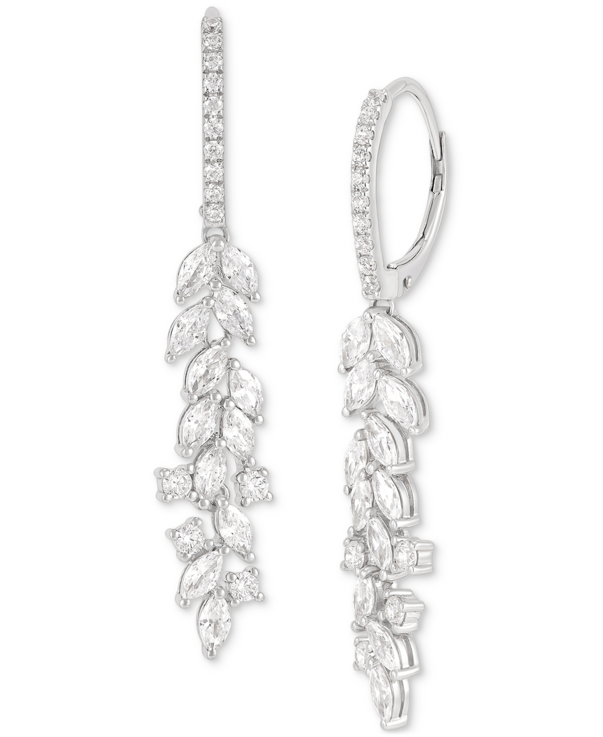 Shop Grown With Love Lab Grown Diamond Marquise & Round Leverback Drop Earrings (2-1/2 Ct. T.w.) In 14k White Gold