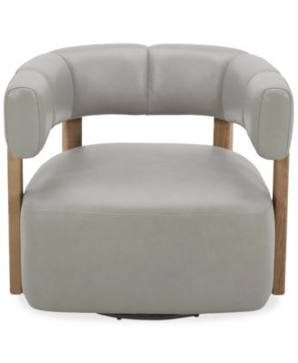 CLOSEOUT! Orsha 32" Leather Accent Swivel Chair, Created for Macy's