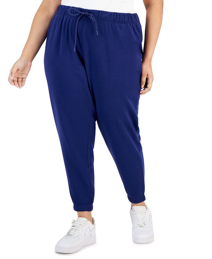 ID Ideology Plus Size High Rise Solid Fleece Jogger Pants Created