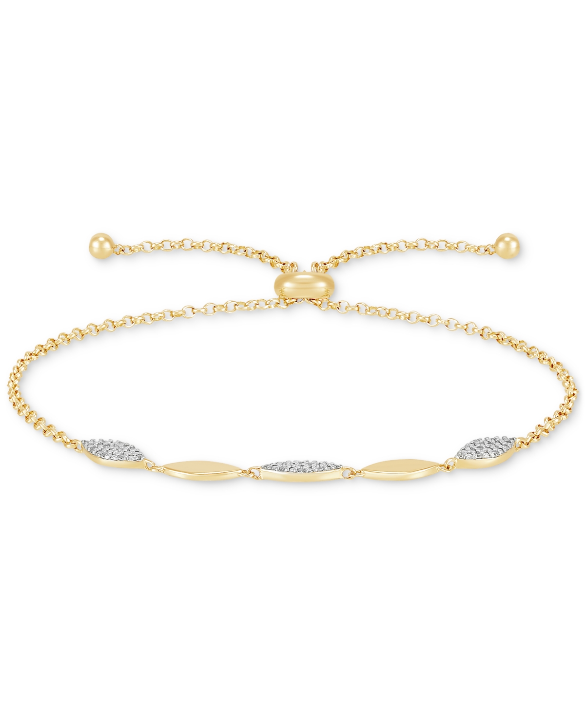 Macy's Diamond Link Bolo Bracelet (1/10 Ct. T.w.) In 14k Gold-plated Sterling Silver