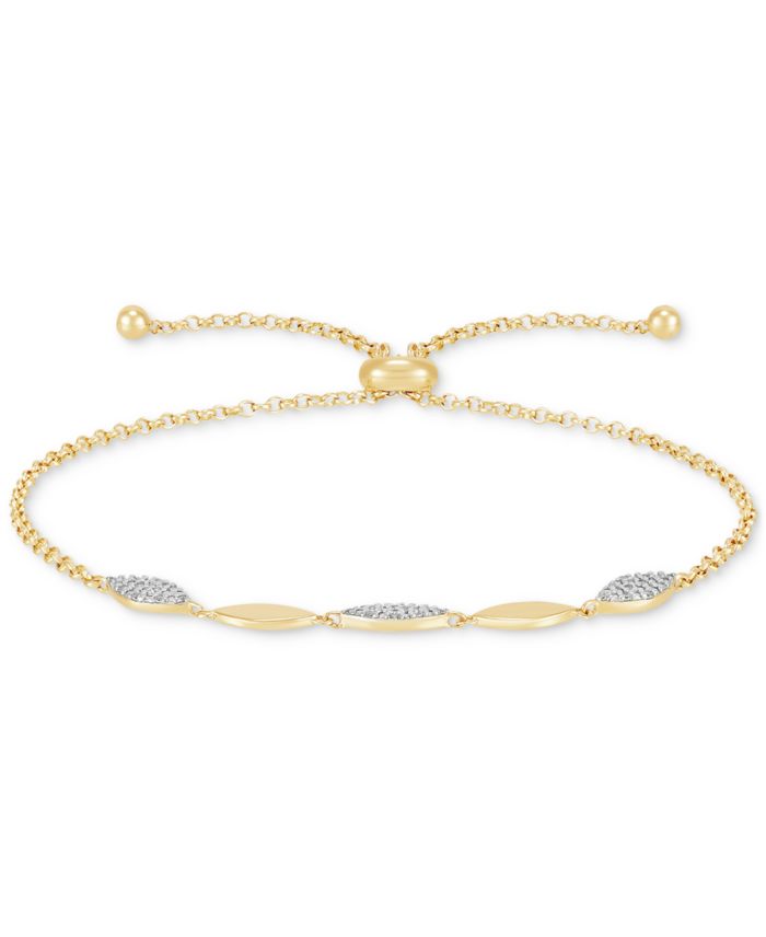 Diamond Link Bolo Bracelet (1/10 ct. t.w.) in 14k Gold-Plated Sterling