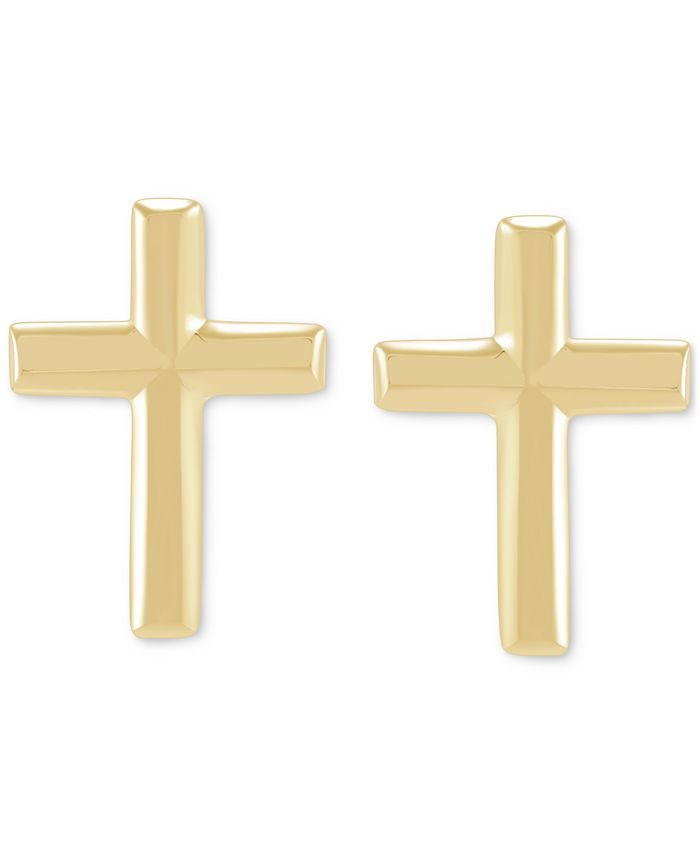 Macy's Polished Small Cross Stud Earrings in 14k Gold - Macy's