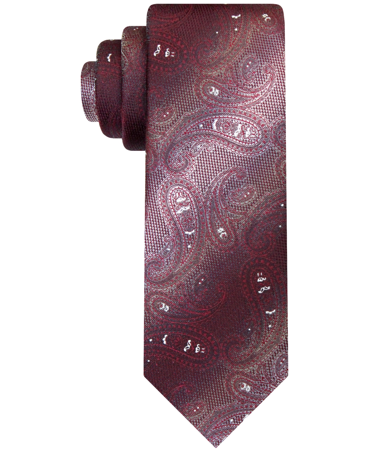 Van Heusen Men's Shimmering Paisley Tie In Wine