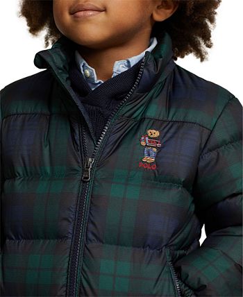 Polo bear hot sale plaid down jacket