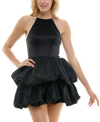 B Darlin - Juniors' Sleeveless Rhinestone-Trim Bubble-Skirt Fit & Flare Dress